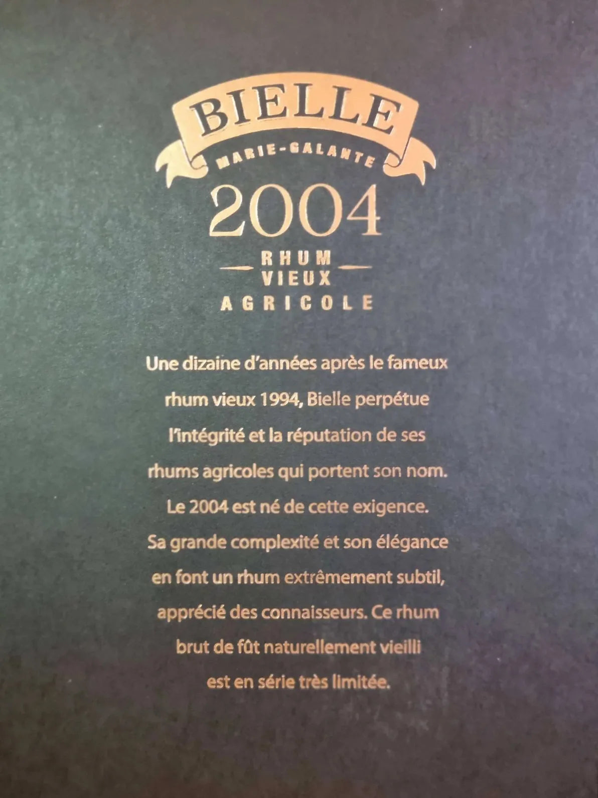 Rhum Bielle - Millésime 2004 17 ans - Hors d'Âge - Brut de Fût - 70cl - 47,2% Ma boutique